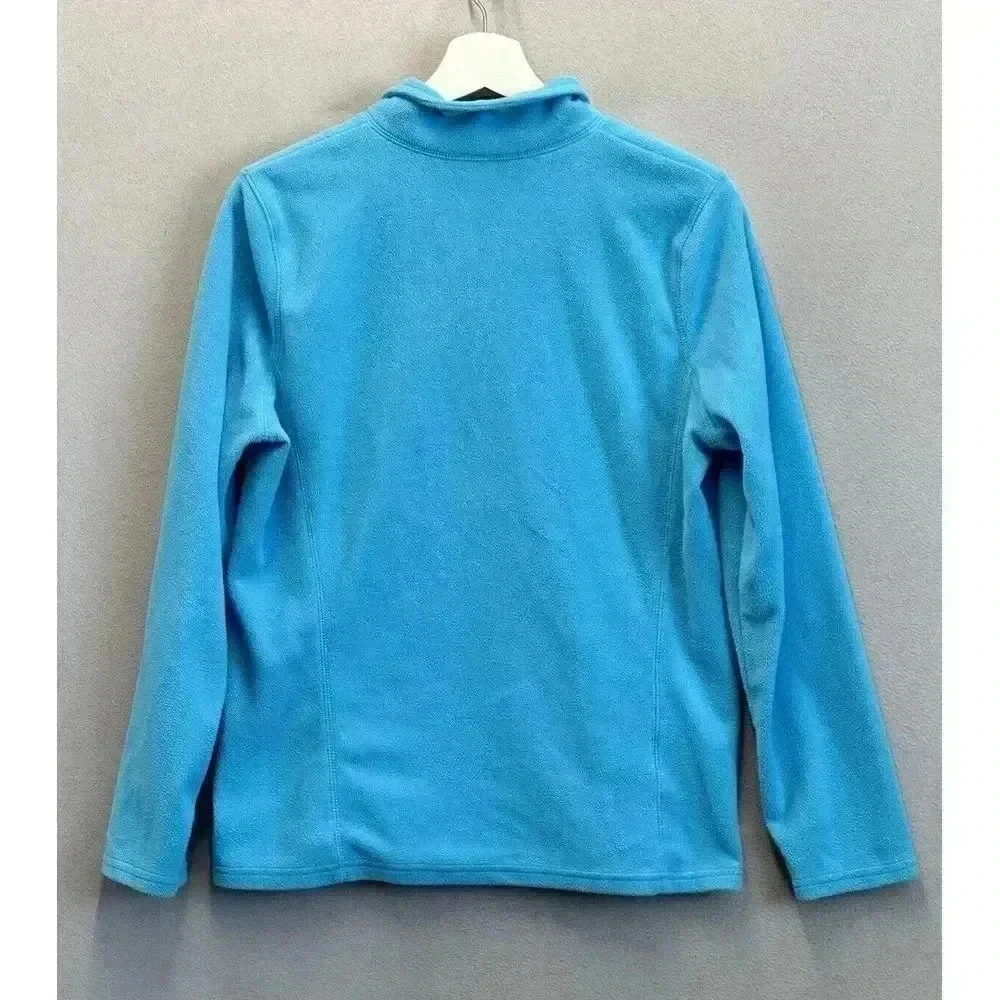 Eddie Bauer Women's Size Medium Blue Fleece 1/4‎ Zip Pullover Sweater - Picture 2 of 8